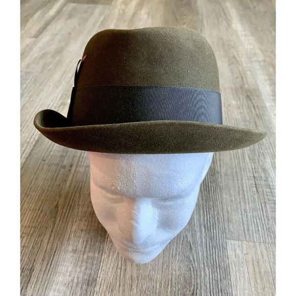 Knox Custom Chase Fifth Ave New York Green Fedora Feather Hat Men’s Size 7 1/8 - Picture 2 of 10